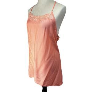 Victoria’s Secret | Silk Blend | Peach Lace Racerback Slip Dress – Large - 2013